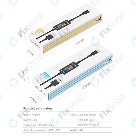 AV-Line - Câble de chargement à détection intelligente (Lightning - USB-A)