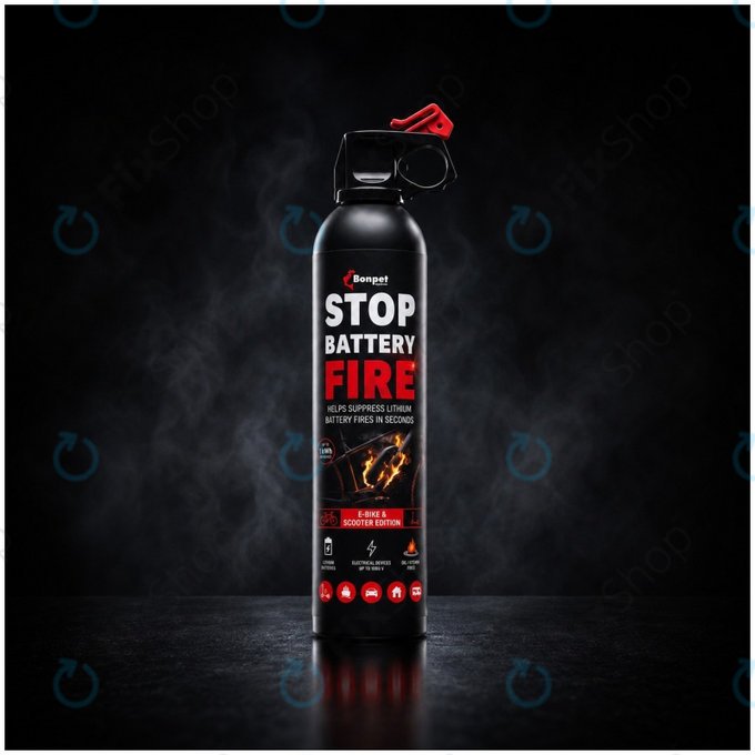 Bonpet Spray extincteur pour batteries au lithium, 500 ml, E-Bike & Scooter Edition