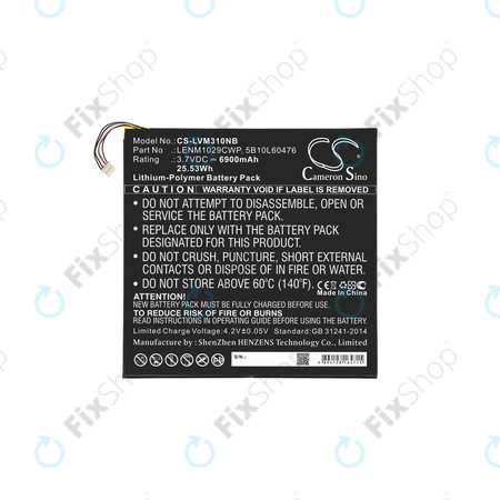 Batterie pour Lenovo Miix 300, Miix 310, 6900mAh, Li-Pol, 3.7V, LENM1029CWP, HQ
