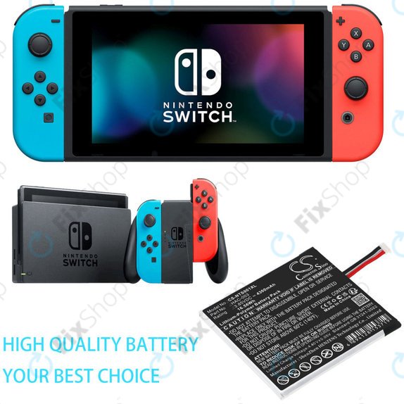 Batterie pour Nintendo Switch HAC-001, 4300mAh, Li-Pol, 3.85V, HAC-003, HQ
