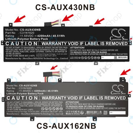 Batterie pour Asus BX430, Expertbook B5440fa, P5240ua-1a, 4200mAh, Li-Pol, 11.55V, C31N1620, HQ
