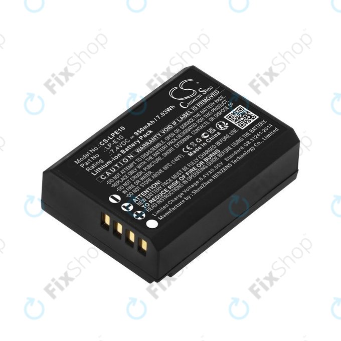 Batterie pour Canon EOS 1100D, EOS 1300D, 950mAh, Li-Ion, 7.4V, LP-E10, HQ