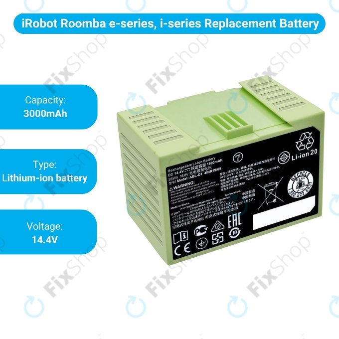 iRobot Roomba e-series, i-series - Batterie ABL-D1, 4624864, ABL-D2 Li-Ion 14.4V 3000mAh