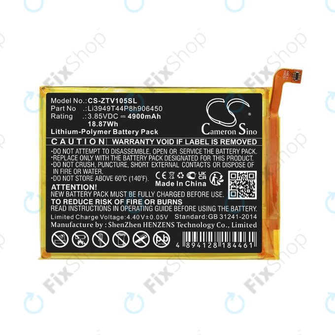 Batterie pour ZTE Blade V Smart, V30 Vita, 4900mAh, Li-Pol, 3.85V, Li3949T44P8h906450, HQ