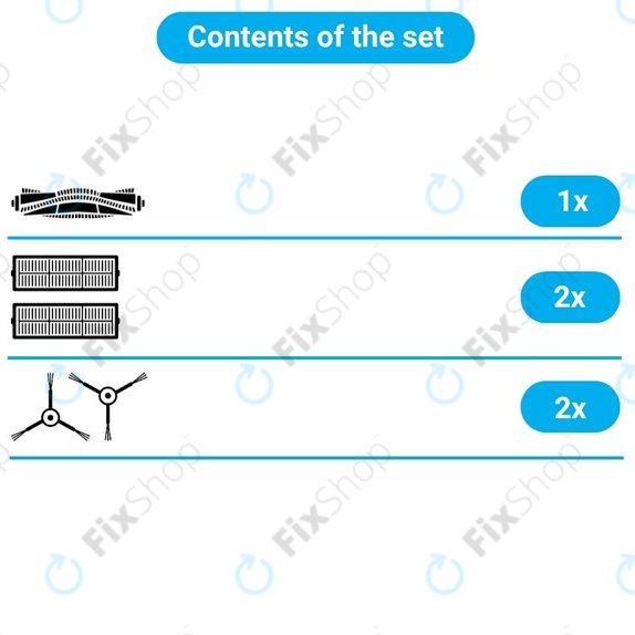 Kit de pièces de rechange pour Rowenta X-Plorer S75s (1x Brosse principale, 2x Filtres, 2x Brosses latérales)