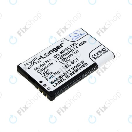Batterie pour Nokia 5220, 5630, 6303, 6700, C5, 1200mAh, Li-Ion, 3.7V, BL-5CT, HQ
