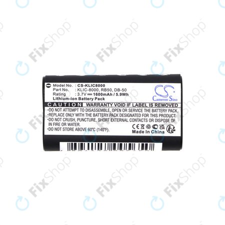 Batterie pour Jay-Tech Jay-Cam I4800, Kodak Easyshare Z1012, 1600mAh, Li-Ion, 3.7V, KLIC-8000, HQ