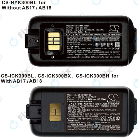 Batterie pour Intermec CK3, CK3A, CK3X, CK3R, CK3C, CK3C1, CK3N, 5200mAh, Li-Ion, 3.7V, 318-034-001, HQ