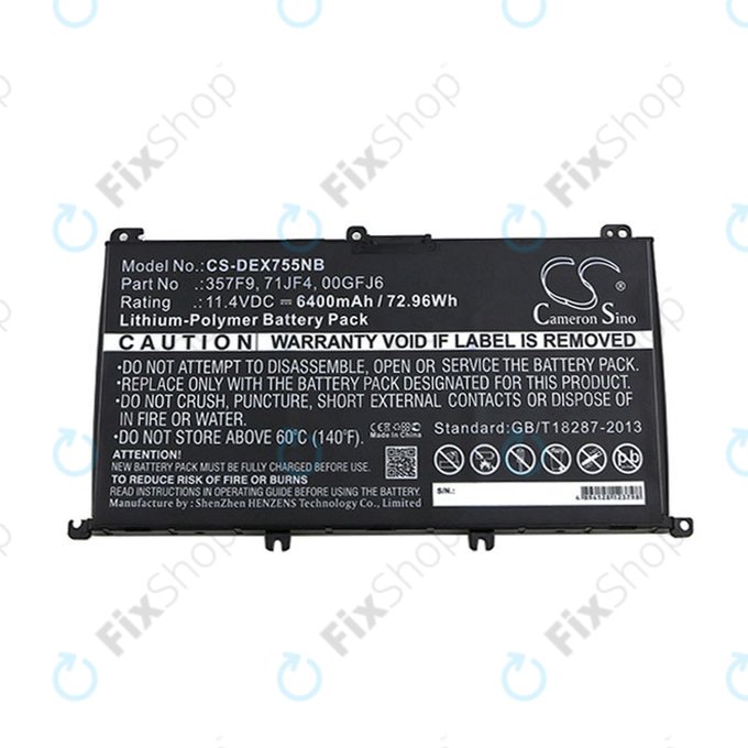 Batterie pour Dell Inspirion 15, 6400mAh, Li-Pol, 11.4V, 357F9, HQ