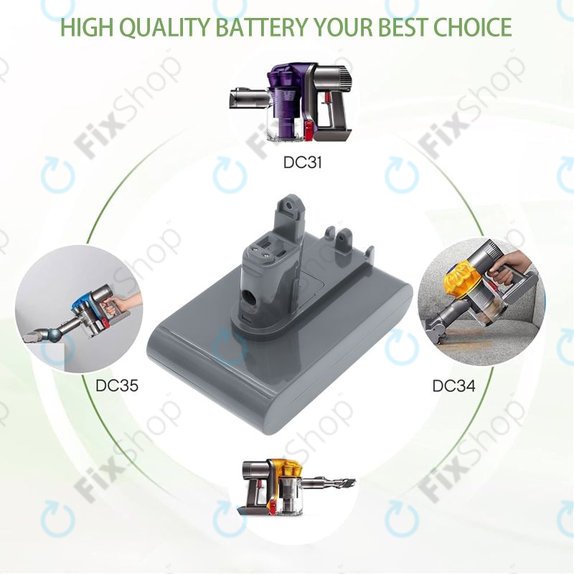 Batterie pour Dyson DC31, DC34, DC35, DC44, DC56, 2500mAh, Li-Ion, 22.8V, 965557-03, HQ