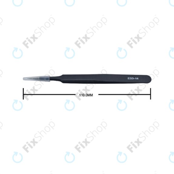 Vetus ESD-14 - Pince à épiler antistatique en métal à pointe droite (110 mm)