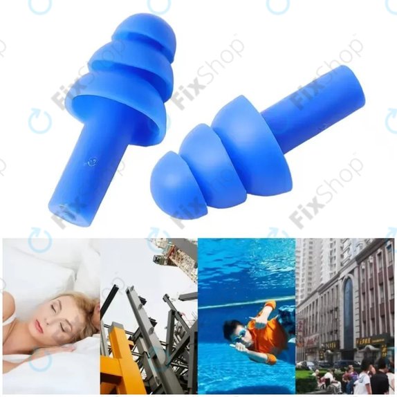 Bouchons d’oreilles en silicone souple, Bleus, Paire
