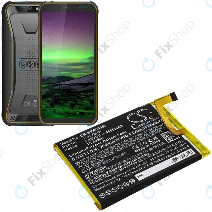 Batterie pour Blackview BV5500, 4000mAh, Li-Pol, 3.85V, 416078PH, HQ