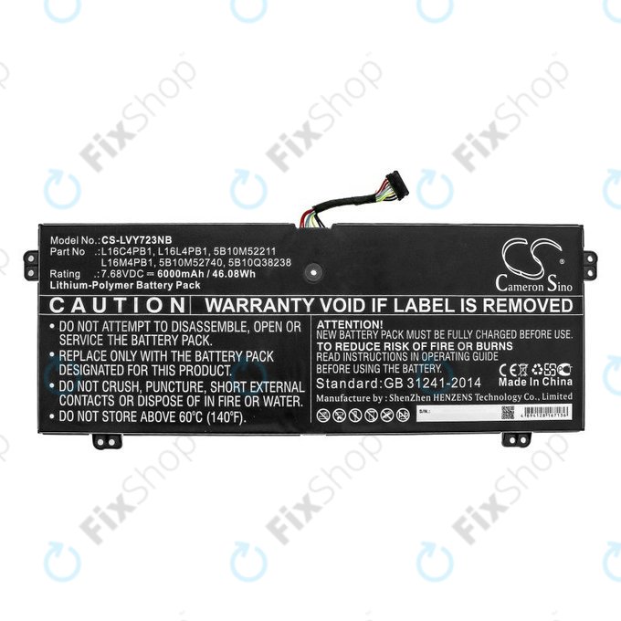 Chargeur pour Lenovo Yoga 720-13, 730-13, 6000mAh, Li-Pol, 7.68V, L16L4PB1, HQ