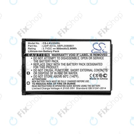 Batterie pour LG T500, 800mAh, Li-Ion, 3.7V, LGIP-531A, HQ