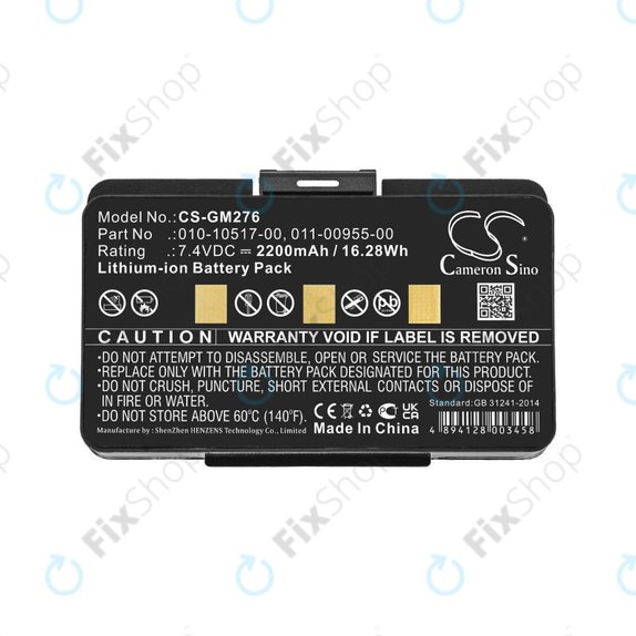 Batterie pour Garmin GPSMAP 276, 296, 376, 378, 478, 495, 2200mAh, Li-Ion, 7.4V, 010-10517-00, HQ