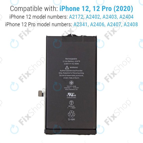 Apple iPhone 12, 12 Pro - Batterie 2815mAh FixPremium
