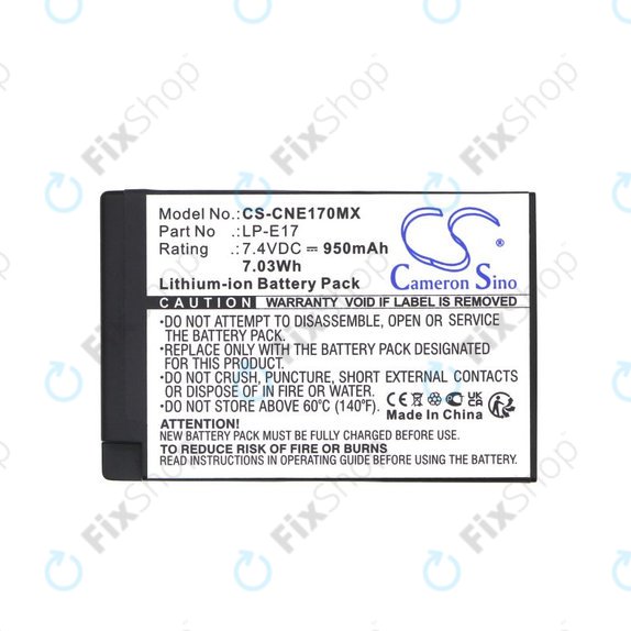 Batterie pour Canon EOS, 950mAh, Li-Ion, 7.4V, LP-E17, HQ