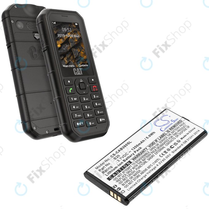 Batterie pour Cat B26, 1350mAh, Li-Ion, 3.7V, B26, HQ