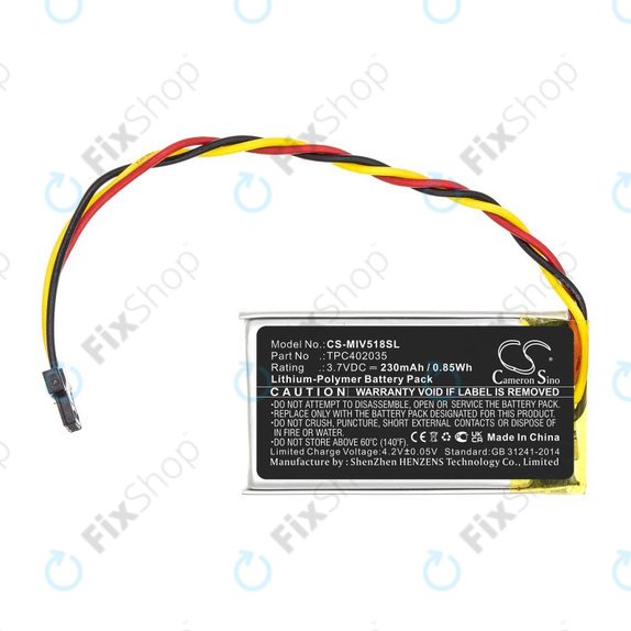 Batterie pour Mio MiVue 508, 518, 528, 538, 608, 618, 792, 230mAh, Li-Pol, 3.7V, TPC402035, HQ