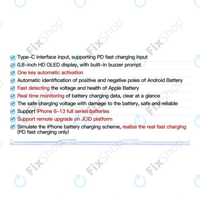 JC BT01 - Carte de charge rapide de batterie (iPhone 6 - 13 Pro Max)