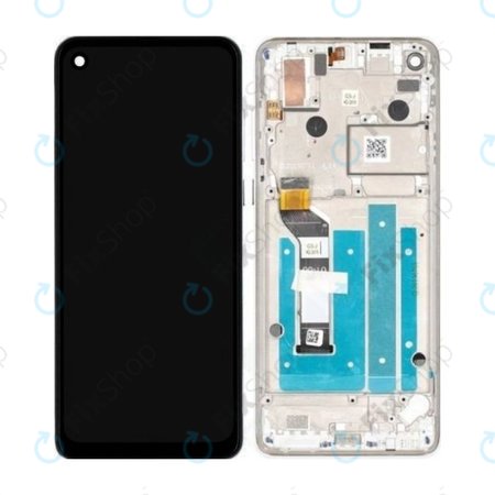 Motorola One Action XT2013 - Écran LCD + Écran Tactile + Cadre (Blanc Perle) - 5D68C14738 Genuine Service Pack