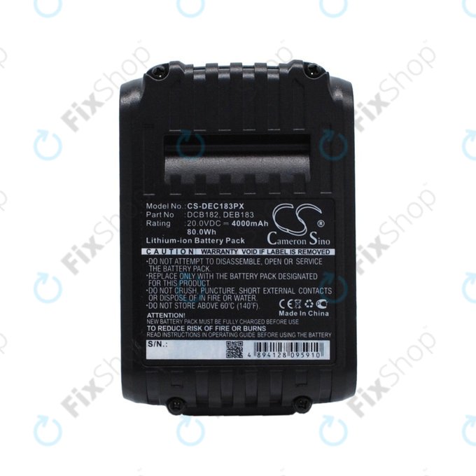 Série DeWalt DC, Klein Tools ACSR, D3, EHS, série MCM - Batterie DCB182, DCB183, BAT207T44H, BAT20GD1 4000mAh HQ