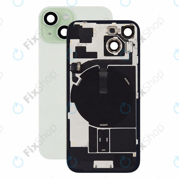Verre de coque arrière pour iPhone 15, Green, Pulled A