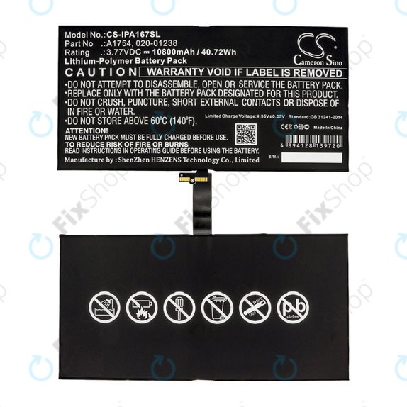 Apple iPad Pro 12.9 (2nd Gen 2017) - Batterie A1754, 020-01238 10800mAH HQ