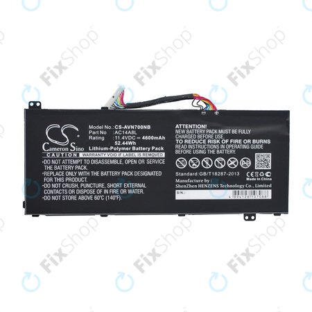 Batterie pour Acer Aspire Vn7, V15 Nitro, Spin 3, 4600mAh, Li-Pol, 11.4V, AC14A8L, HQ