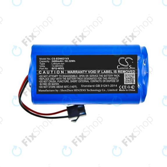 Ecovacs Deebot N79, N79S, Eufy RoboVac-series, Proscenic 850-series - Batterie BFG-WSQ, ICR18650-26J-4S1P, UR18650ZY-4S1P-AAM Li-Ion 14.4V 3400mAh HQ