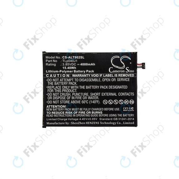 Batterie pour Alcatel 8082, Alcatel 9024w, 4000mAh, Li-Pol, 3.85V, TLp040J1, HQ