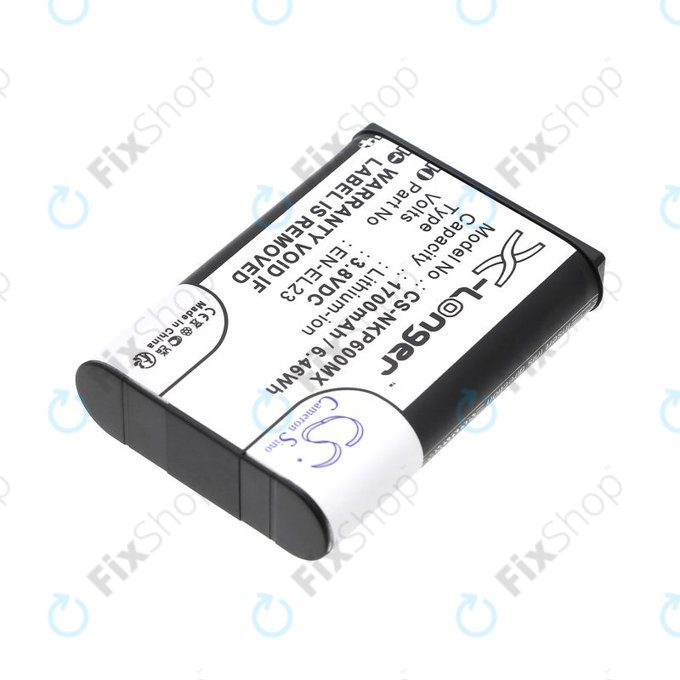 Batterie pour Nikon Coolpix, 1700mAh, Li-Ion, 3.8V, EN-EL23, HQ
