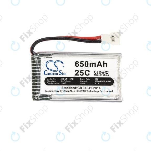 Batterie pour Hubsan X4 H107, 650mAh, Li-Pol, 3.7V, H107C-A24, HQ
