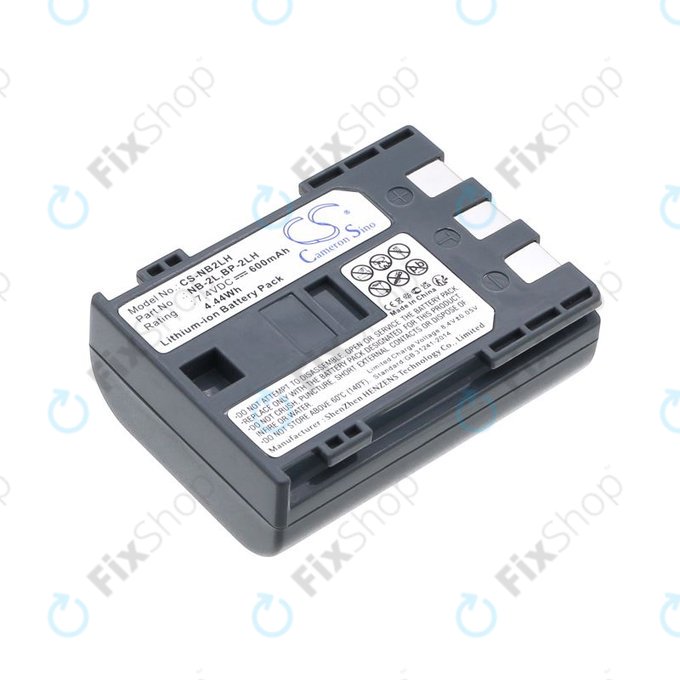 Batterie pour Canon EOS 350D, 400D, PowerShot S30, S60, S80, 600mAh, Li-Ion, 7.4V, NB-2LH, HQ