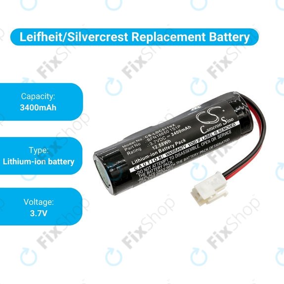 Leifheit Dry&Clean 51000, 51002, 51113, 51114 - Batterie BFN18650 1S1P Li-Ion 3.7V 3400mAh HQ