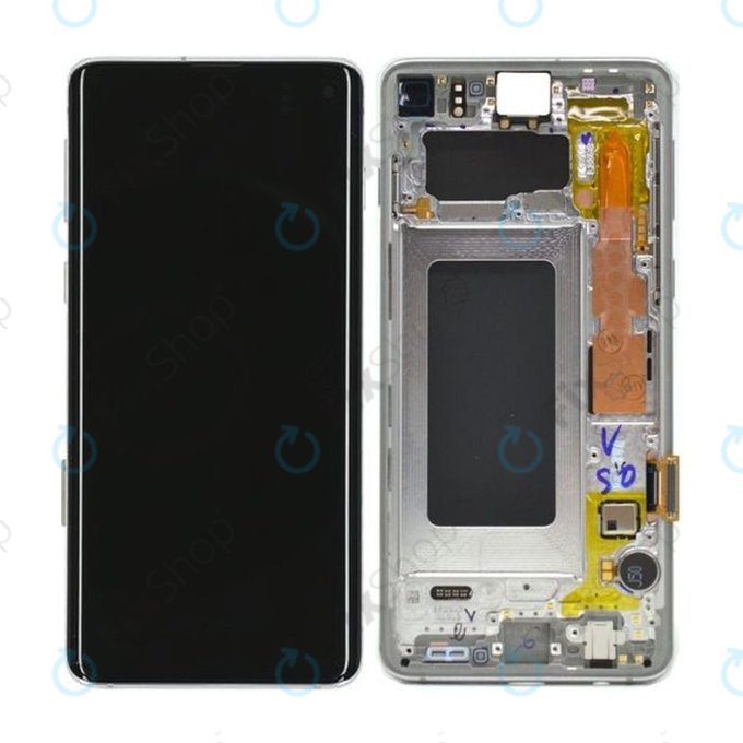 Samsung Galaxy S10 G973F - Écran LCD + Ecran Tactile + Cadre (Argent) - GH82-18850G, GH82-18835G Genuine Service Pack