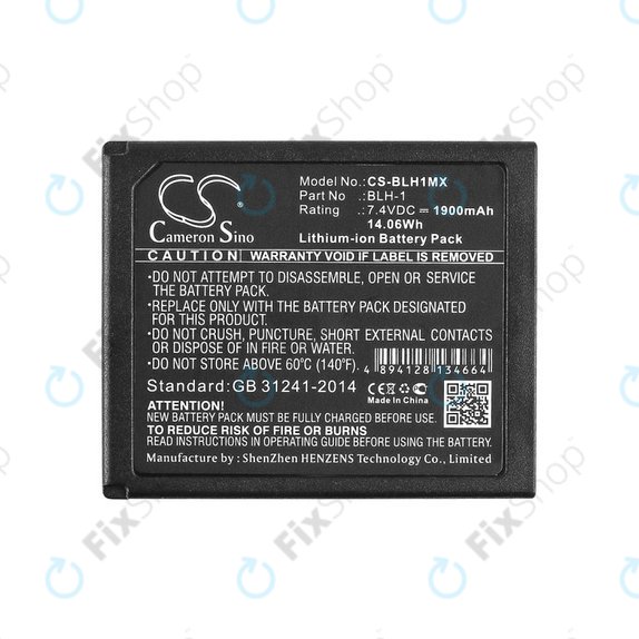 Batterie pour Olympus EM1, 1900mAh, Li-Ion, 7.4V, BLH-1, HQ