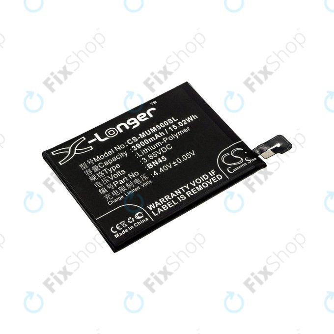 Batterie pour Xiaomi Redmi Note 5, Redmi Note 5 Pro, 3900mAh, Li-Pol, 3.85 V, BN45, HQ