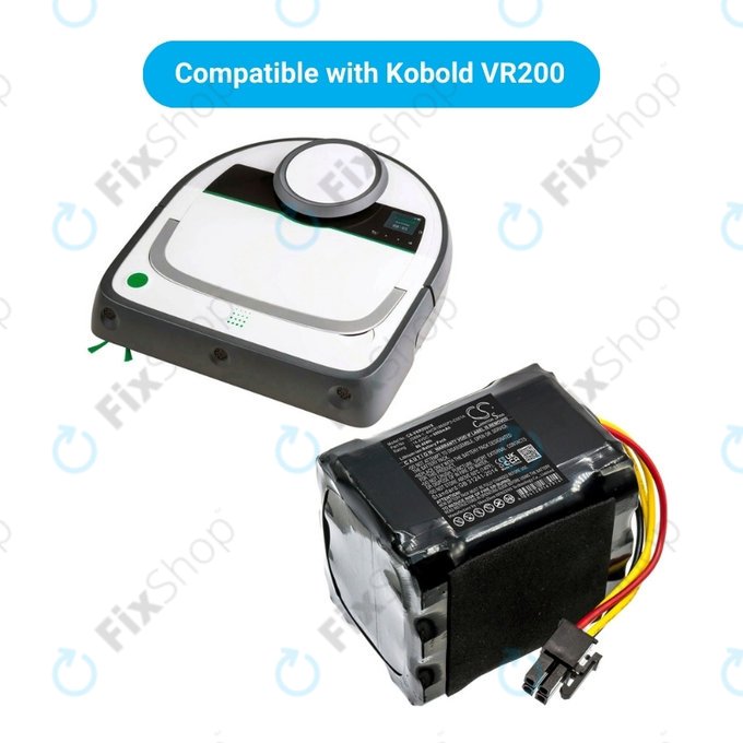 Vorwerk Kobold VR200 - Batterie 20884-1, 4NCR18650P2-C001A Li-Ion 14.4V 6000mAh HQ