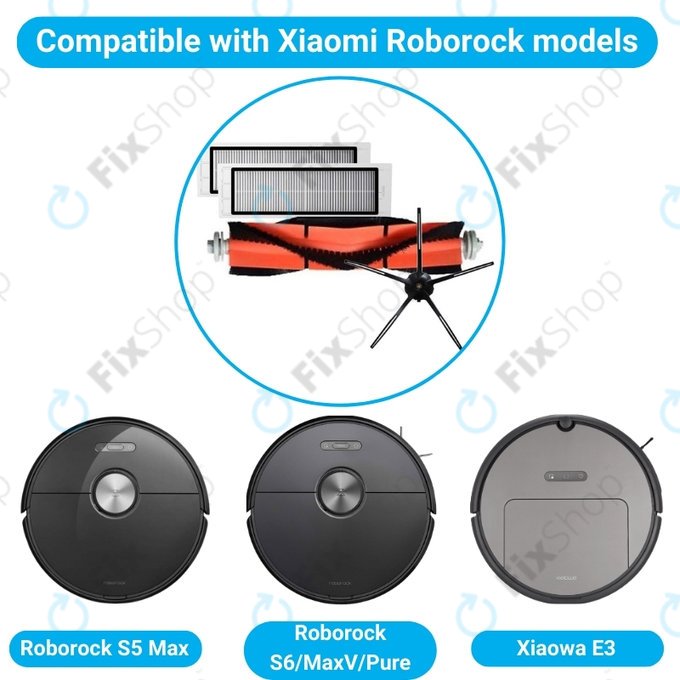 Xiaomi Roborock S5, S5 Max, S6, S6 MaxV, S6 Pure, S7, S7 MaxV, Mi Robot Vacuum Mop 1C, 1S, Xiaowa E2, Lite C10 - Kit de démarrage (Noir)