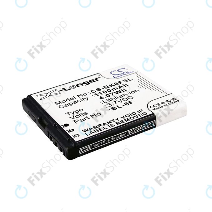 Batterie pour Nokia N78, N79, N95 8GB, 1100mAh, Li-Ion, 3.7V, BL-6F, HQ