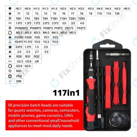 Kingsdun - Jeu de tournevis professionnels pour iPhone 117in1 (Édition Rouge)