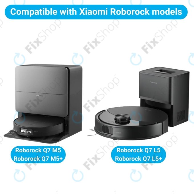 Kit de pièces de rechange pour Xiaomi Roborock Q7 M5, Q7 M5+, Q7 L5, Q7 L5+ (1x Brosse principale, 2x Filtre, 2x Brosse latérale, 2x Chiffon de vadrouille, 2x Sac à poussière)