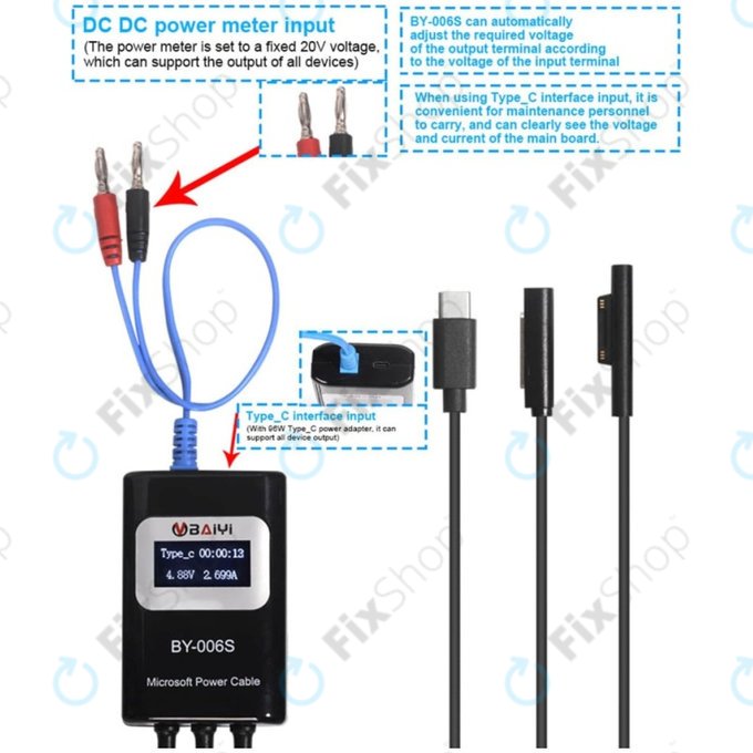 BY-006S - Câble d'Alimentation Multifonction pour Microsoft Surface Book, Go, Laptop, Pro, RT