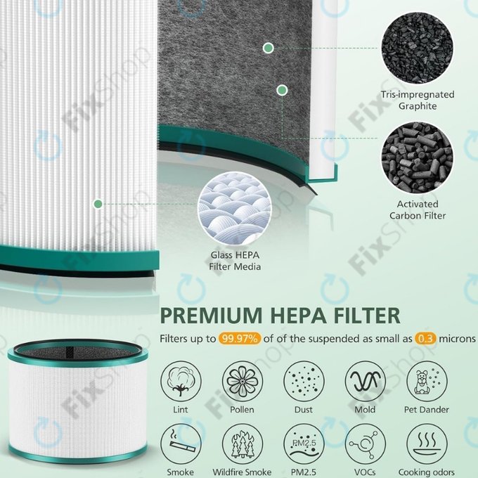 Dyson Pure Hot + Cool-series, Pure Cool Desk-series - Filtre HEPA (Charbon actif) (Green)