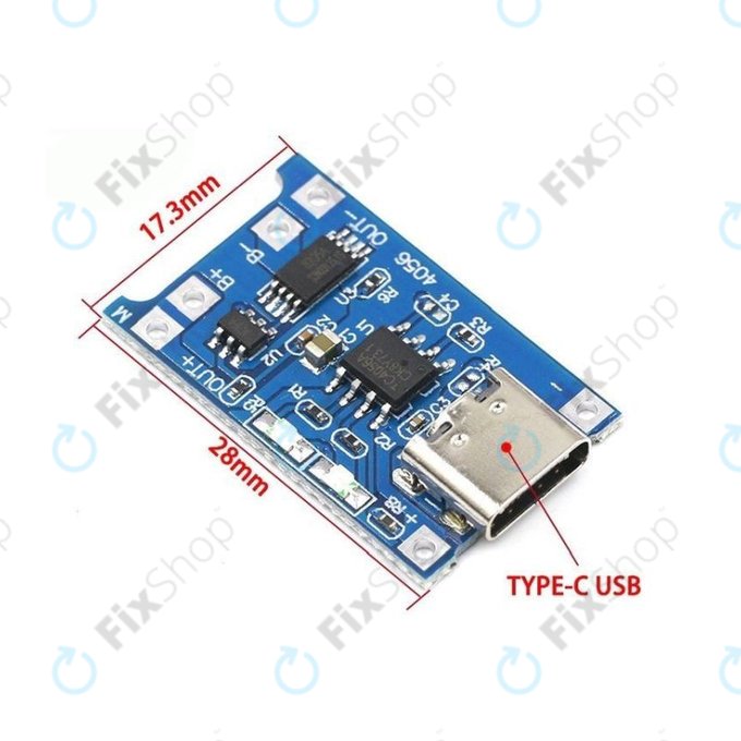 Module de charge TP4056 pour batterie Li-ion 18650, USB-C, 1 A