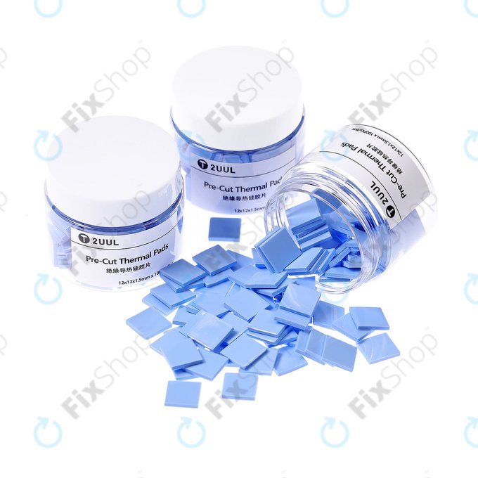 2UUL - Coussinets thermiques en silicone prédécoupés - 12 x 12 x 1.5mm (100 pièces)