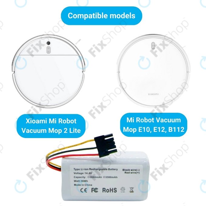 Xioami Mi Robot Vacuum Mop 2 Lite, E10 - Batterie N011-4S1P Li-Ion 14.4V 2600mAh