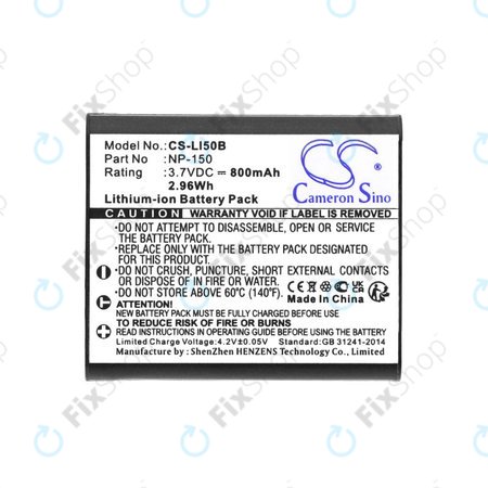 Batterie pour Olympus MJU, Casio Exilim, Kodak PIXPRO, 800mAh, Li-Ion, 3.7V, NP-150, HQ